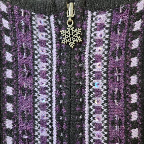 Coldwater Creek Wool Blend Snowflake Pattern Cardigan Sweater Size XS - Picture 5 of 6
